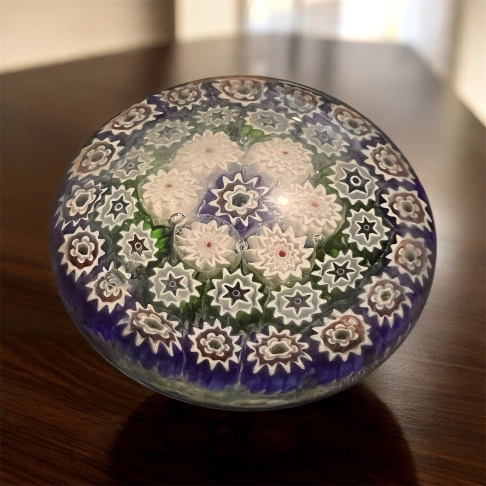 vintage millefiori art glass paperweight, possibly Murano or Scottish